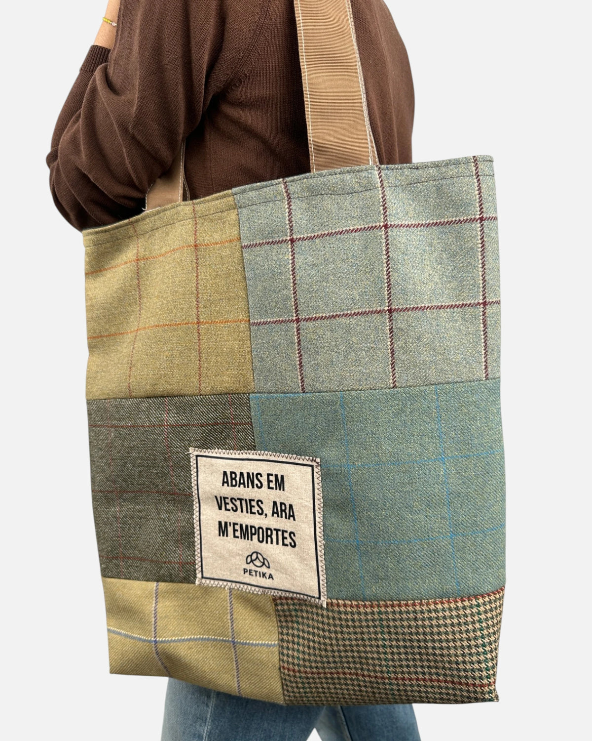 Bolsa reciclada cuadros escocesa
