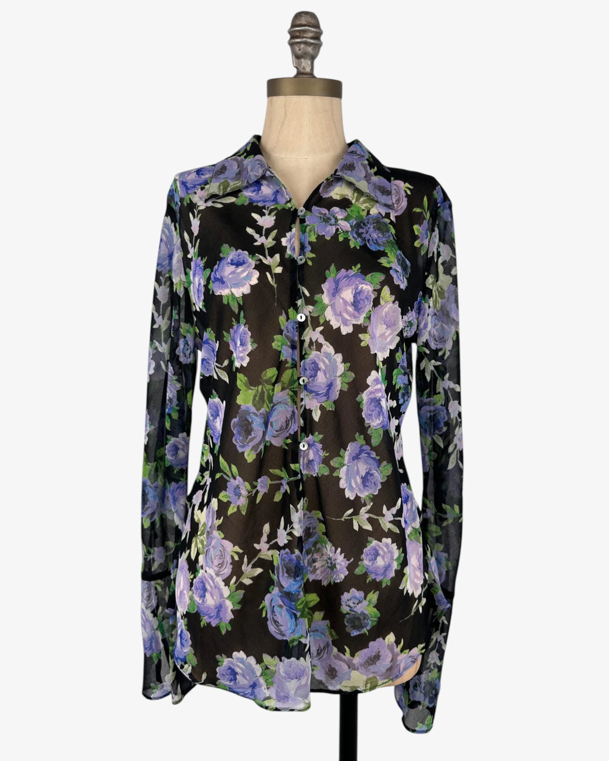 Blusa gasa flores lilas
