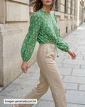 Blusa verde floreada