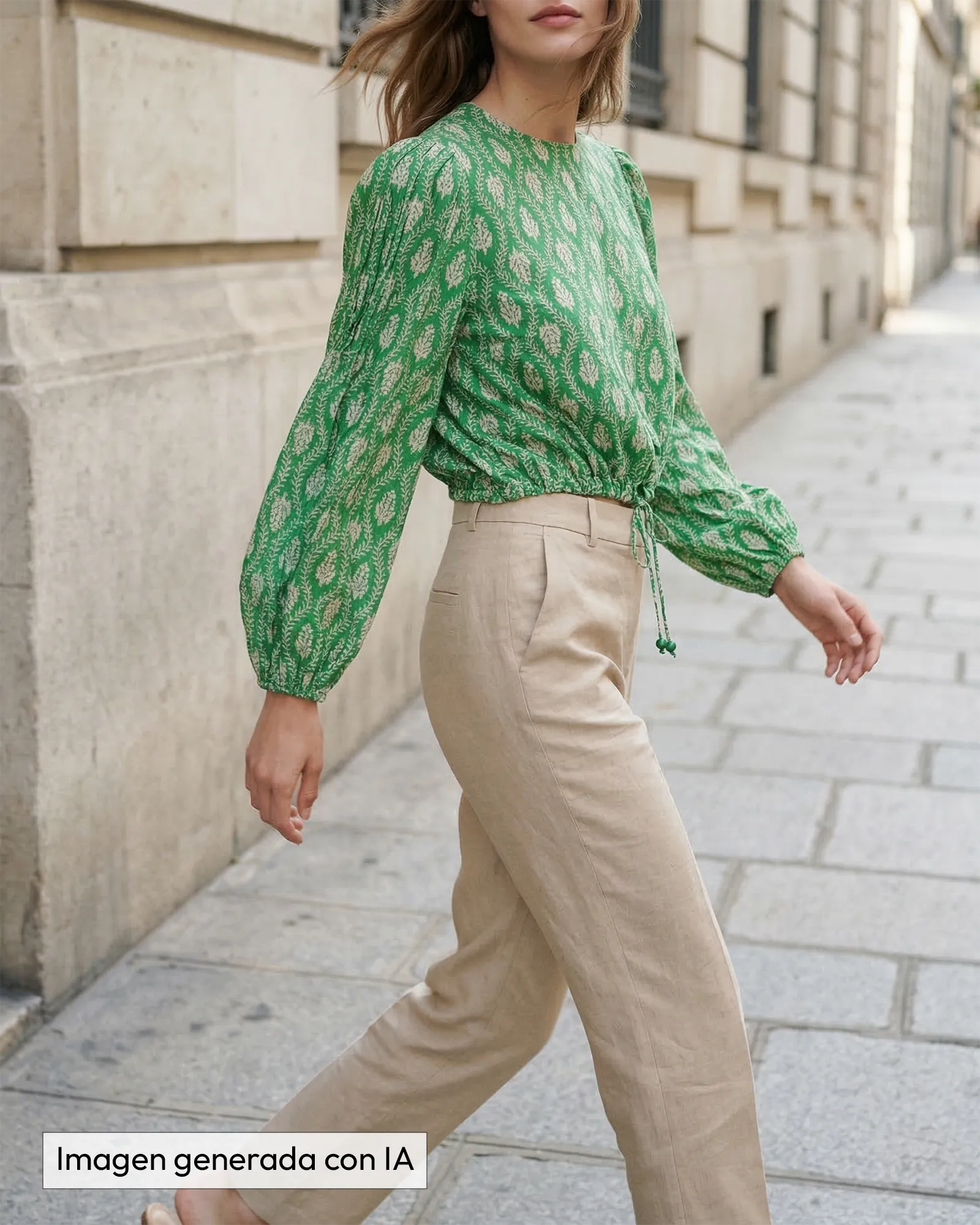 Blusa verde floreada