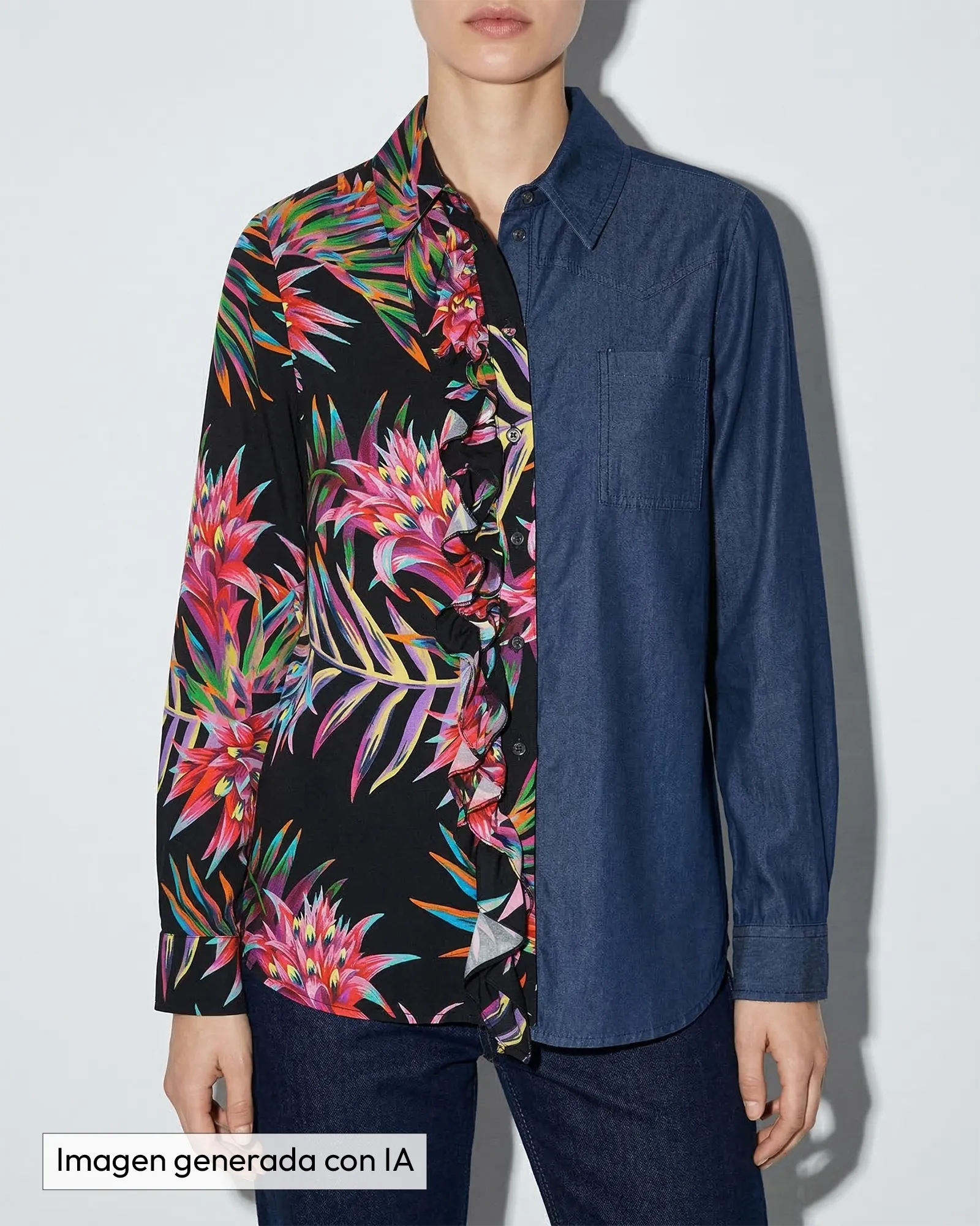 Camisa combinada con seda