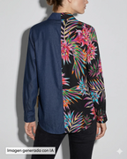 Camisa combinada con seda