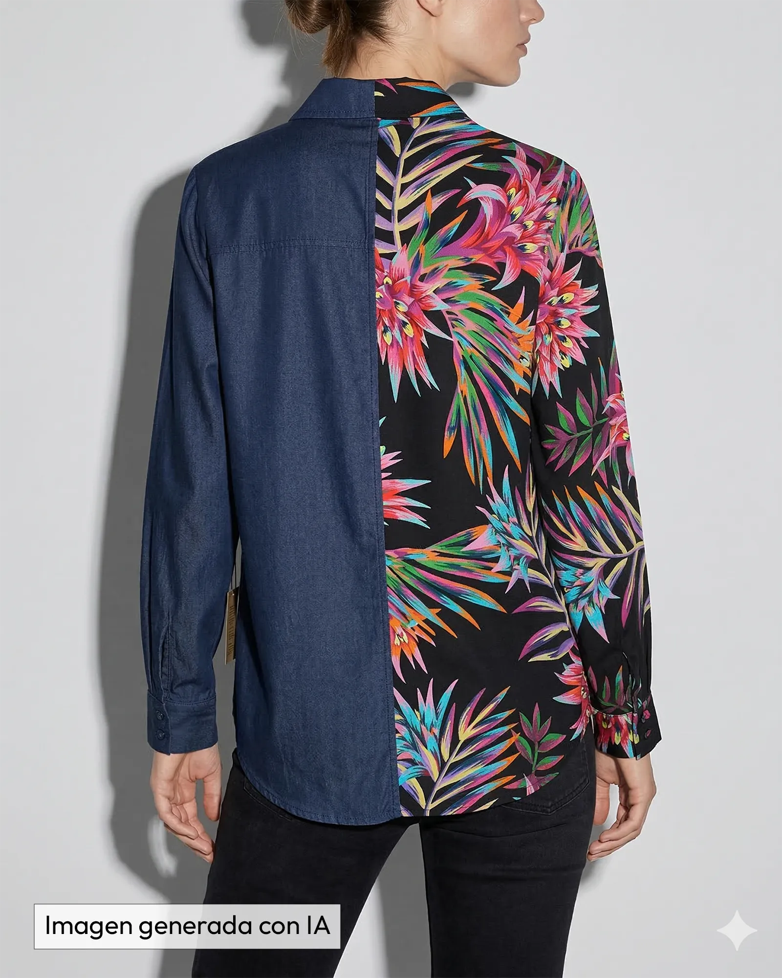 Camisa combinada con seda