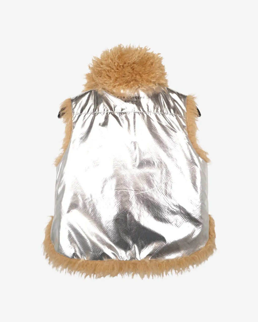 Chaleco reversible plata y peluche