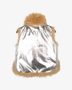 Chaleco reversible plata y peluche