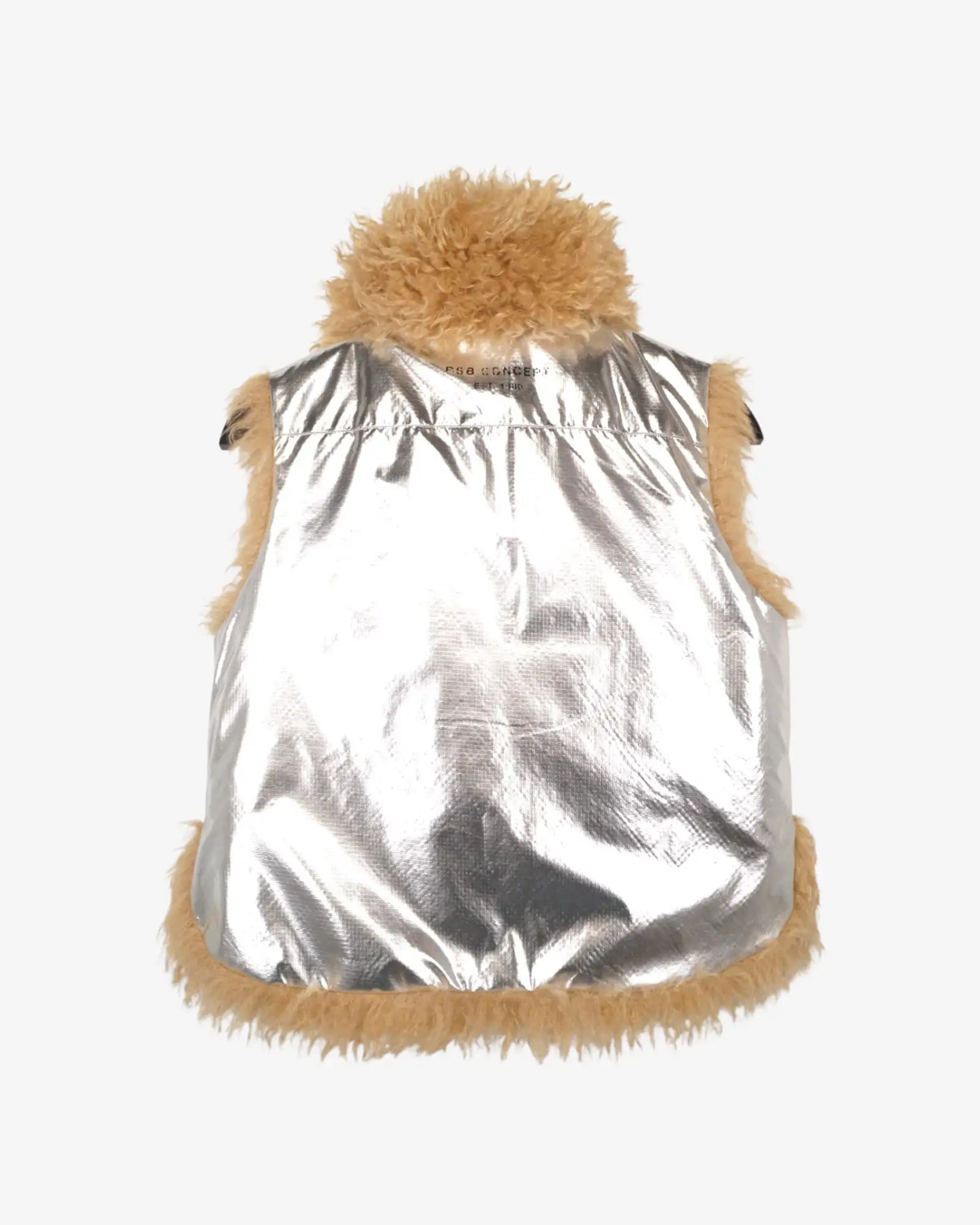 Chaleco reversible plata y peluche