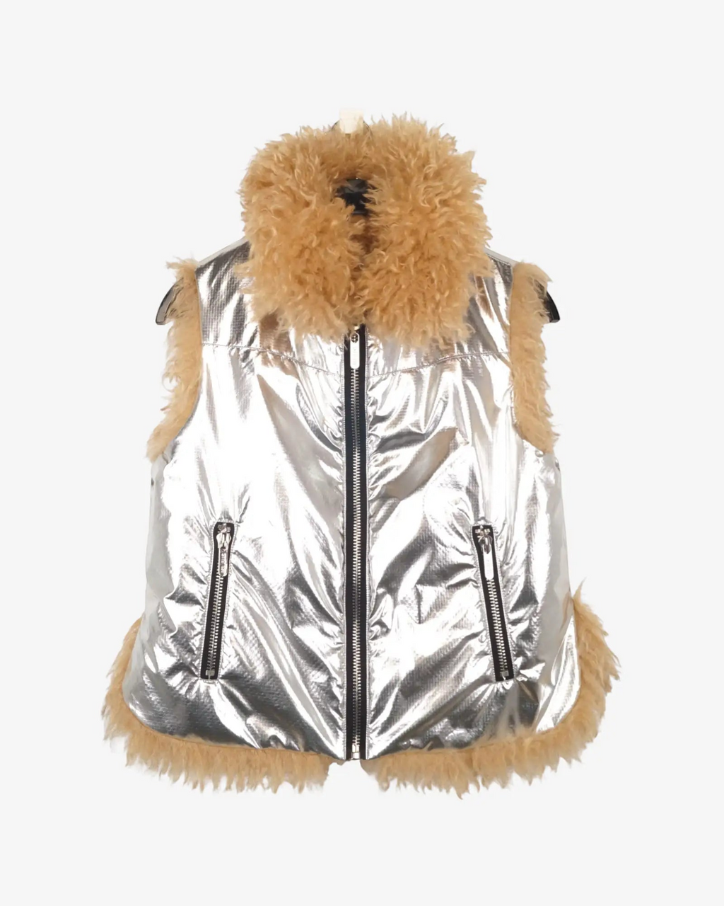 Chaleco reversible plata y peluche