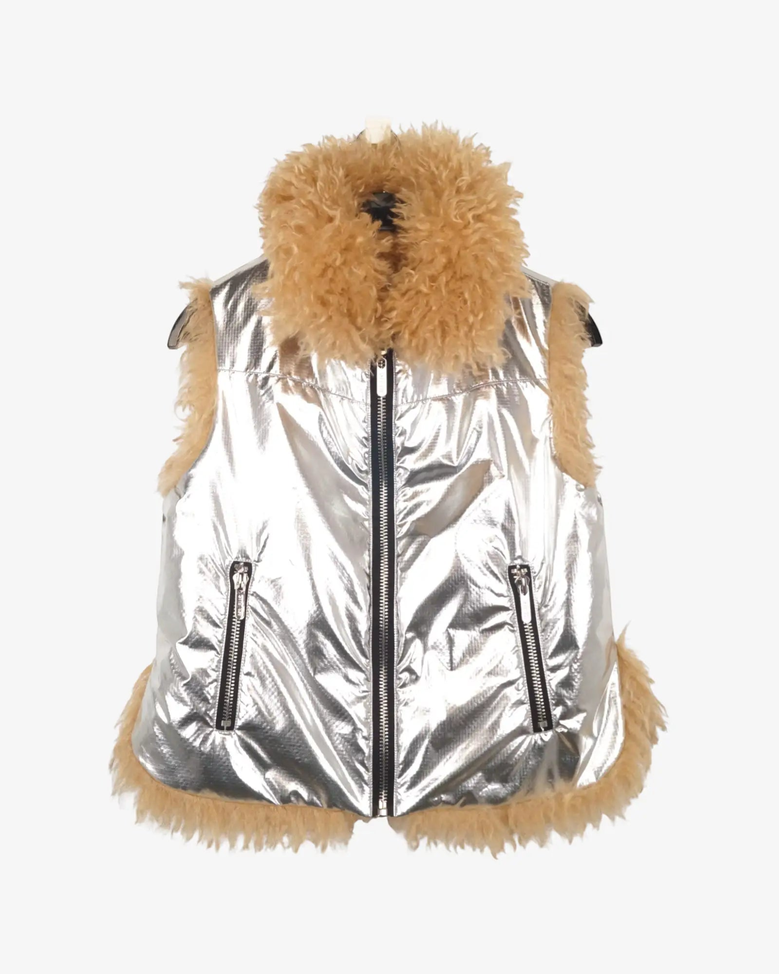 Chaleco reversible plata y peluche