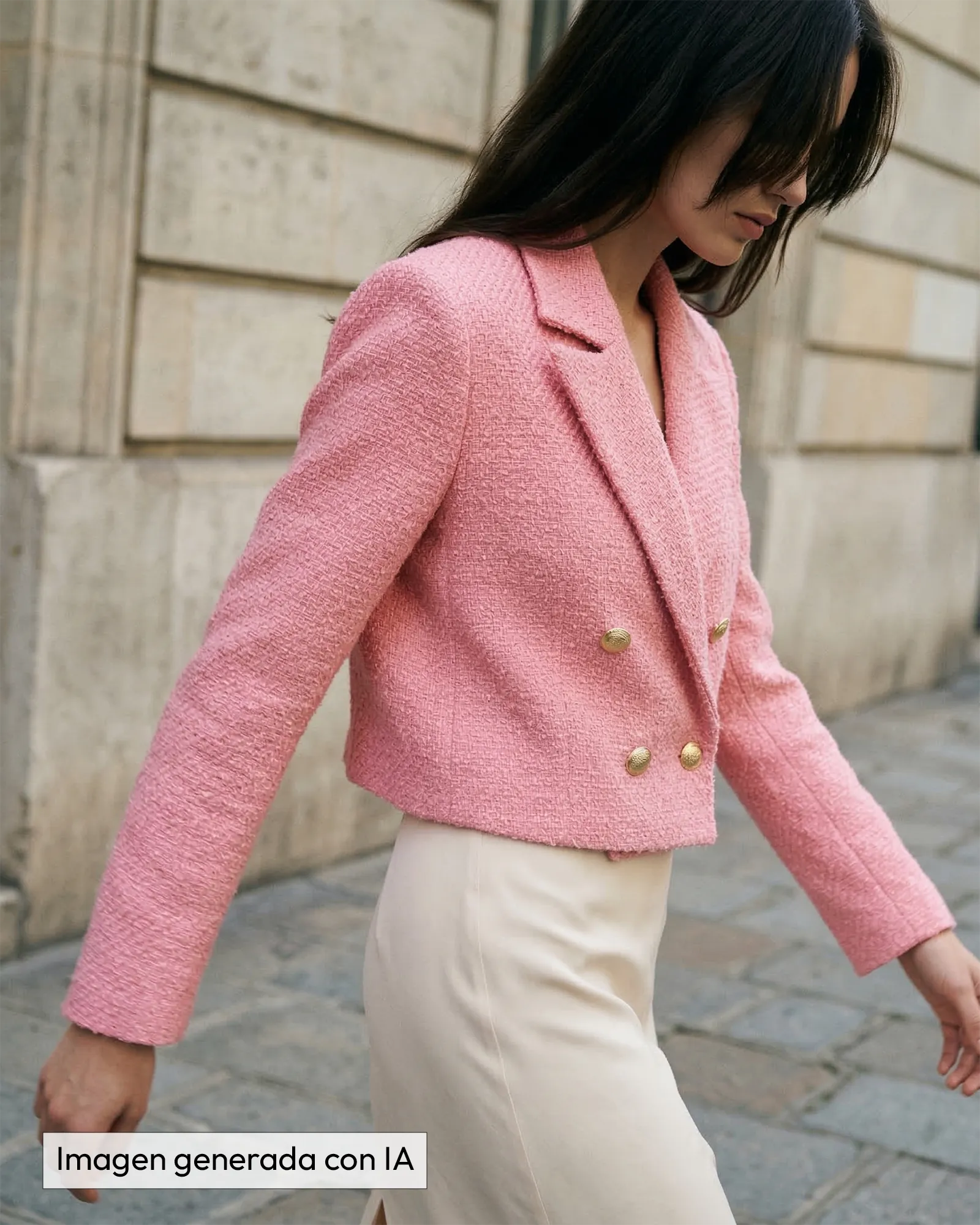 Chaqueta rosa estilo chanel