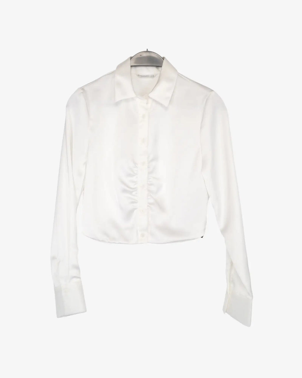 Camisa crop satinada blanca