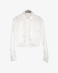 Camisa crop satinada blanca