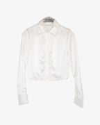 Camisa crop satinada blanca