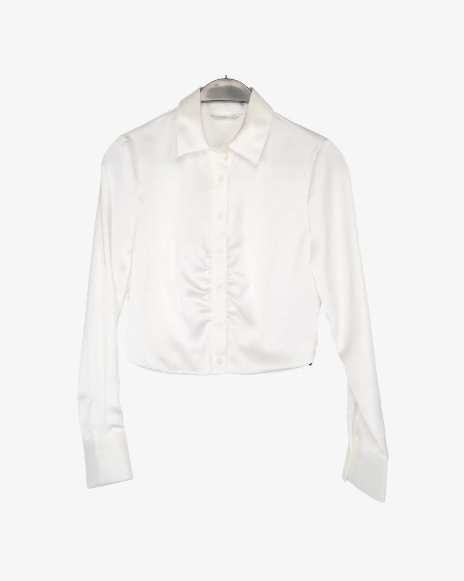 Camisa crop satinada blanca