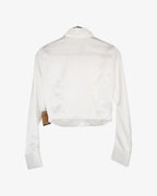 Camisa crop satinada blanca