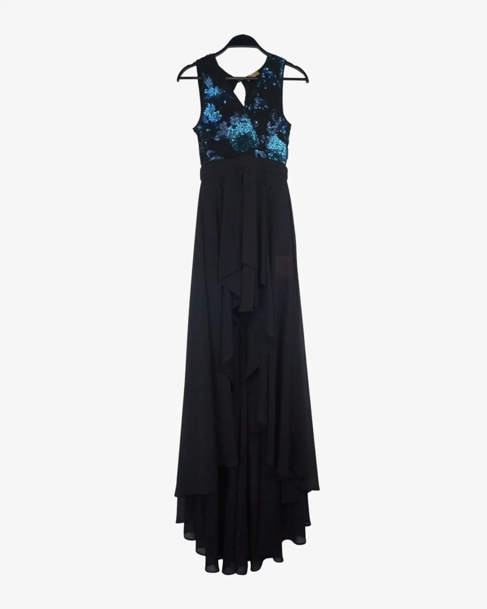 Vestido lentejuelas con faldón