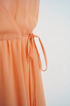 Vestido largo salmón de gasa