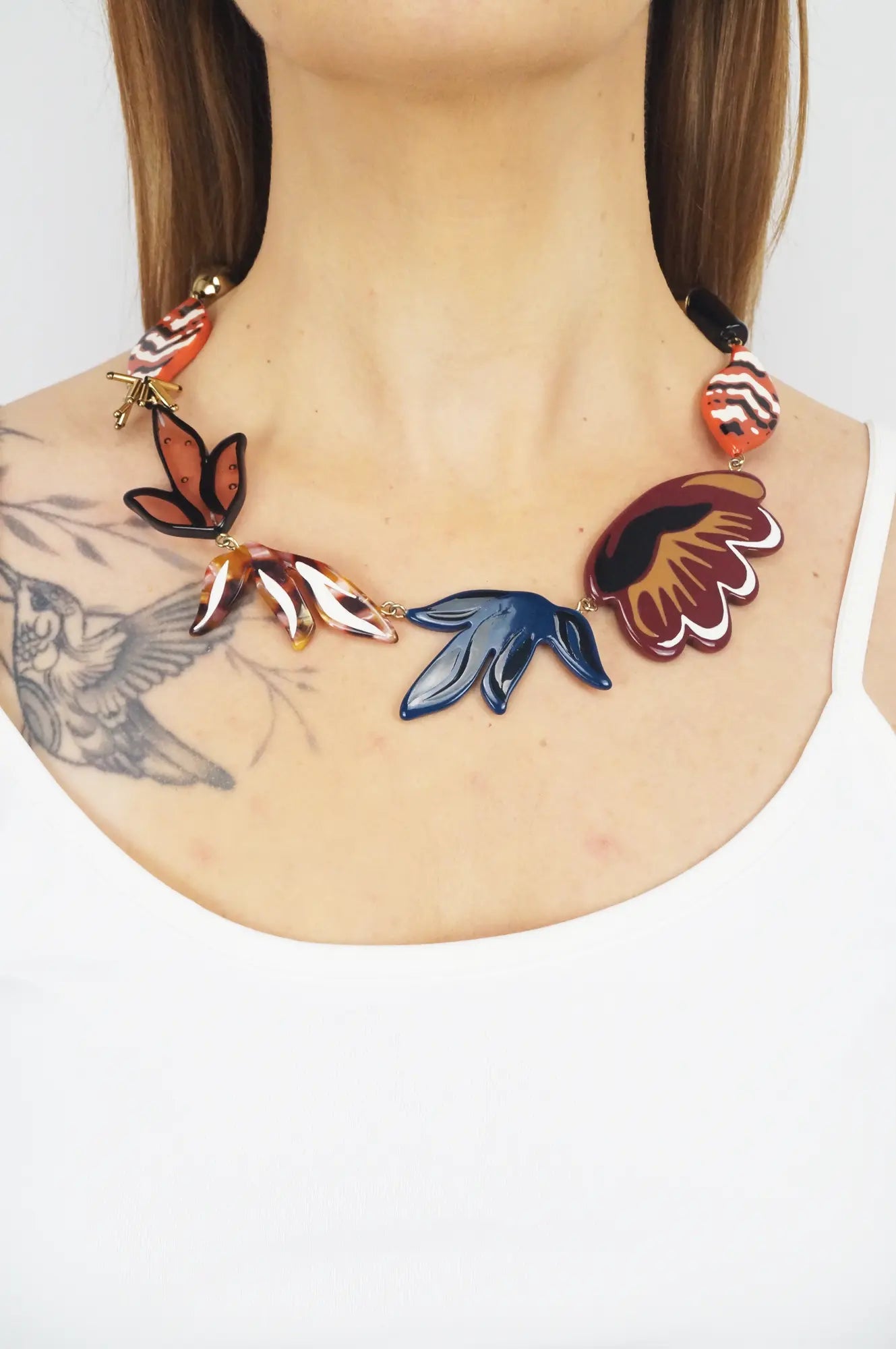 Collar resina flores