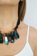 Collar resina hojas corazón