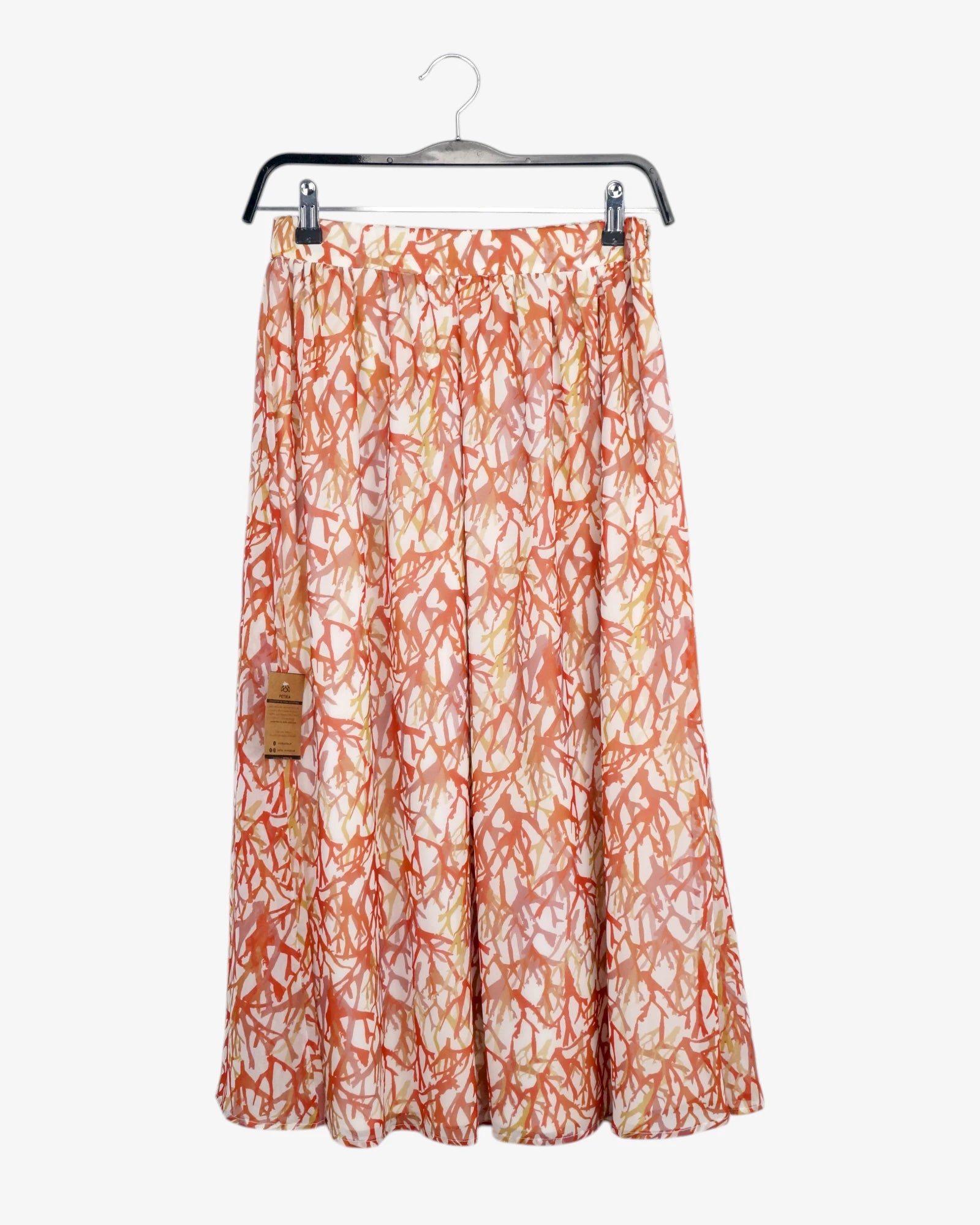 Falda midi estampado coral