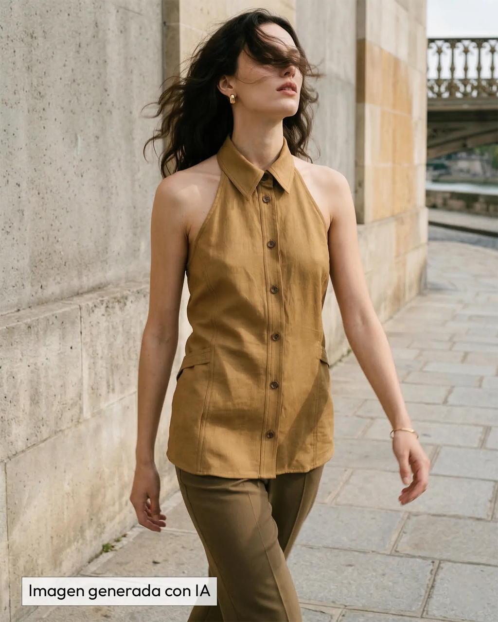 Top halter marrón