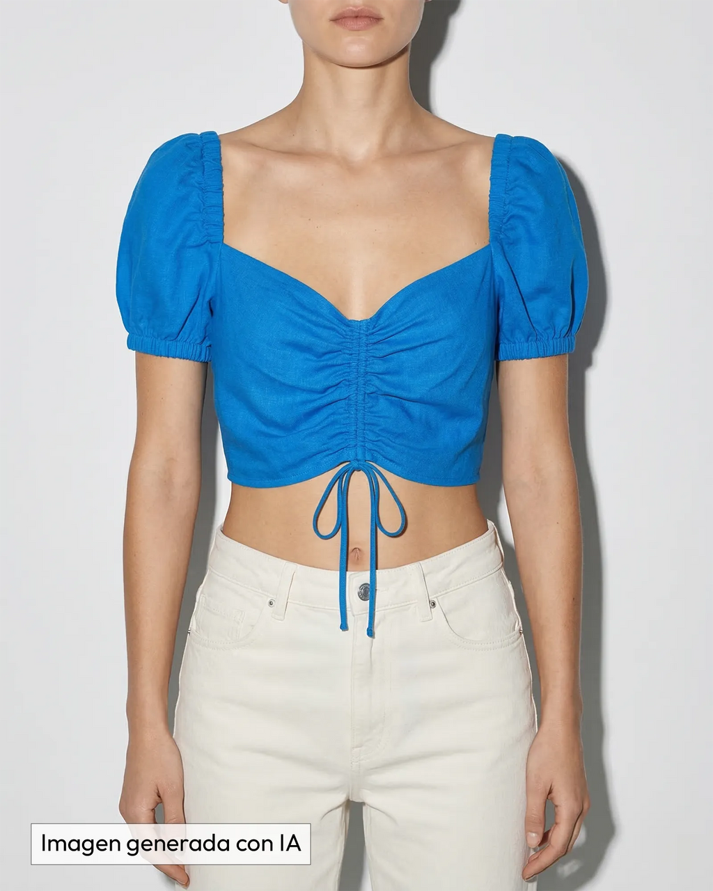 Top azul klein lino