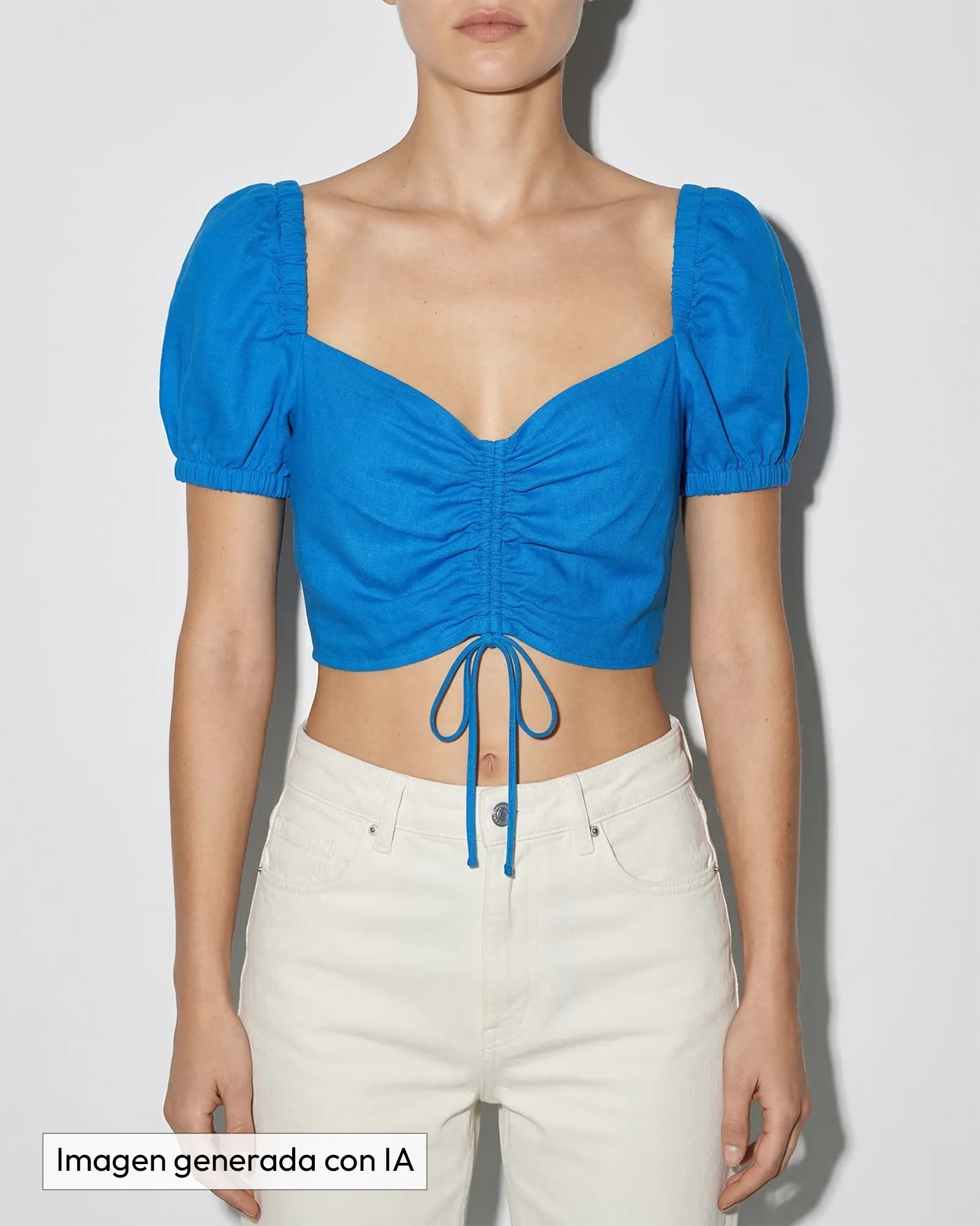 Top azul klein lino