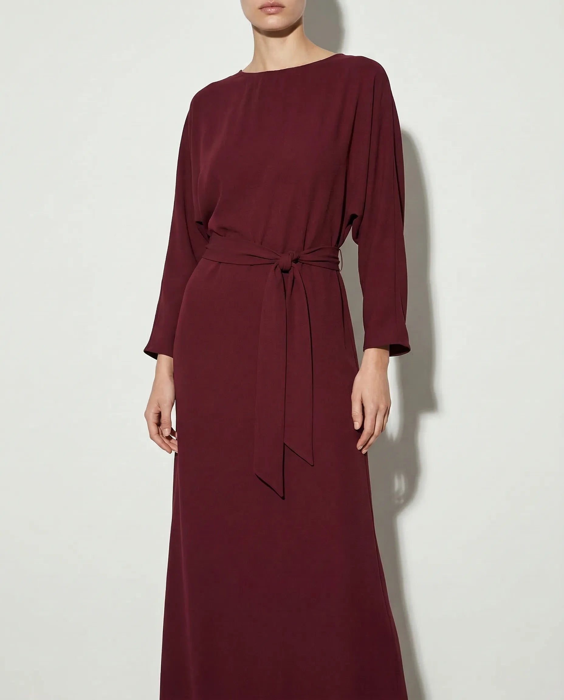 Vestido largo gasa granate