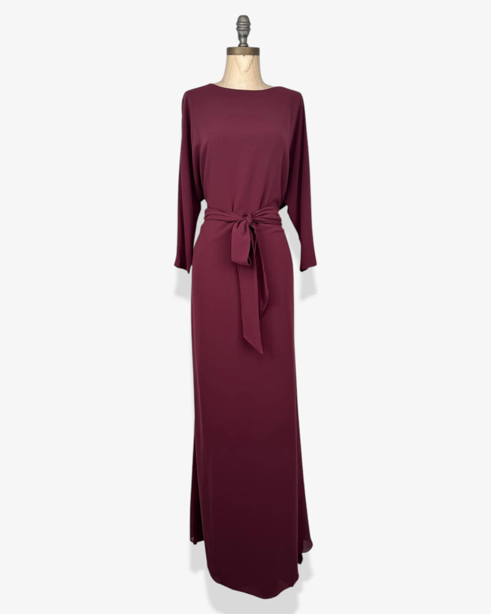 Vestido largo gasa granate