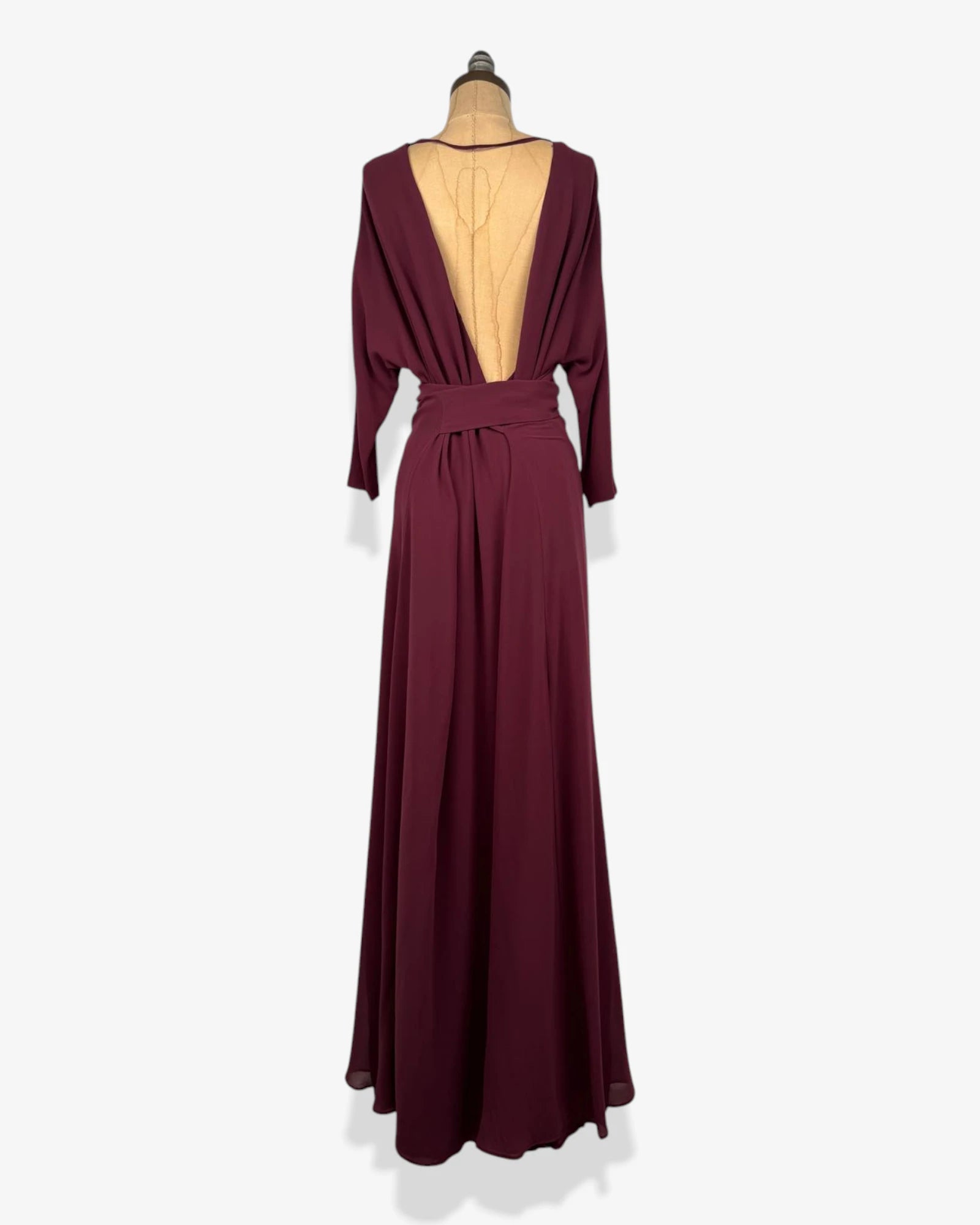 Vestido largo gasa granate