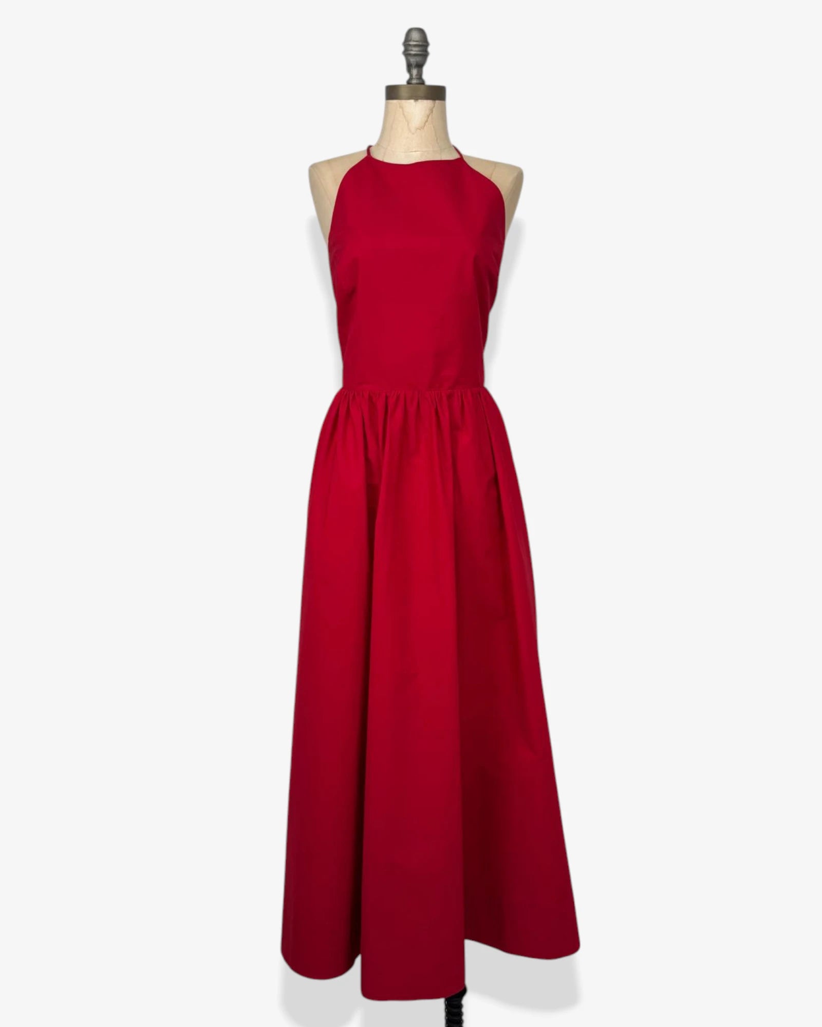 Vestido largo rojo de popelina