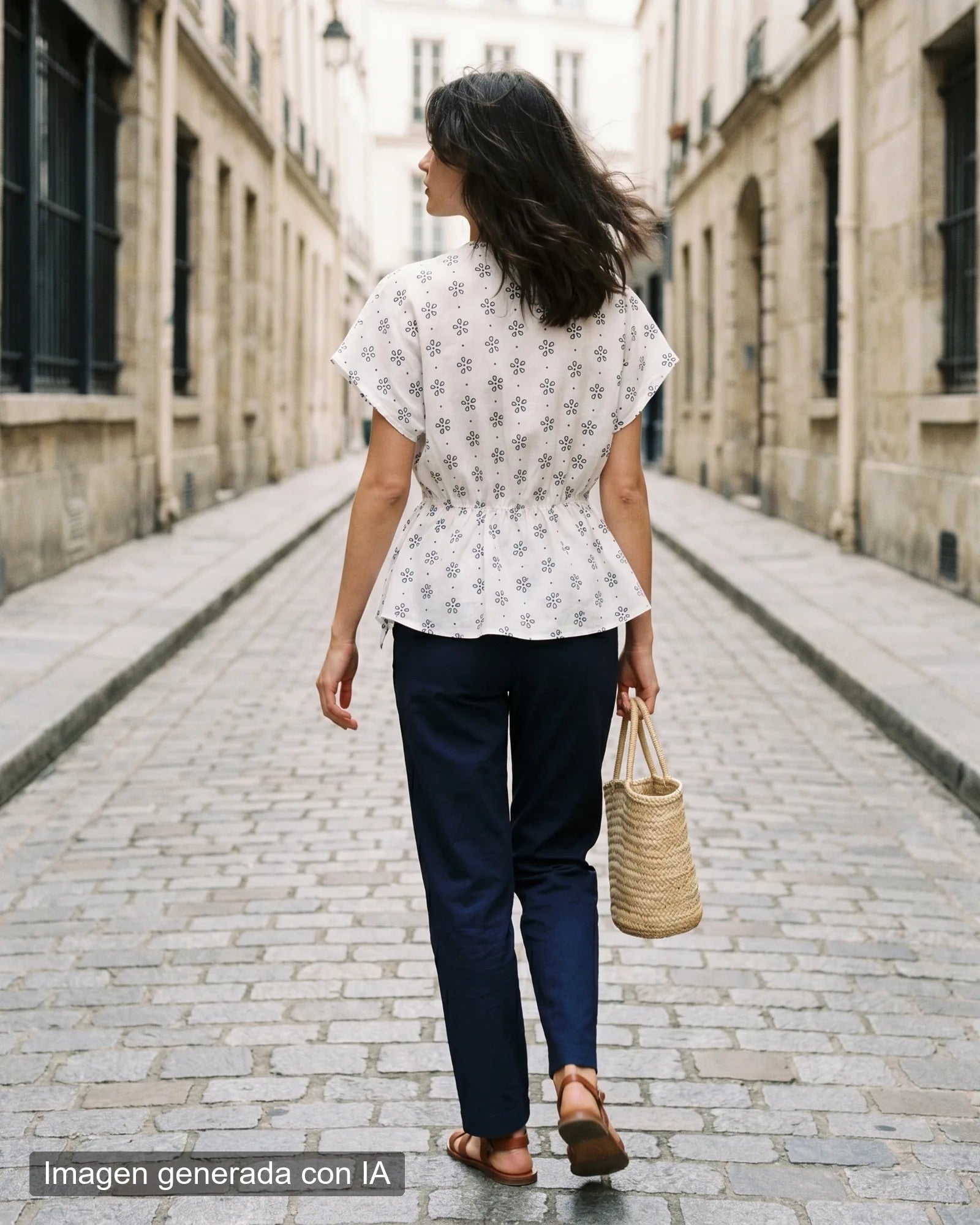 Blusa volantes blanca florecitas