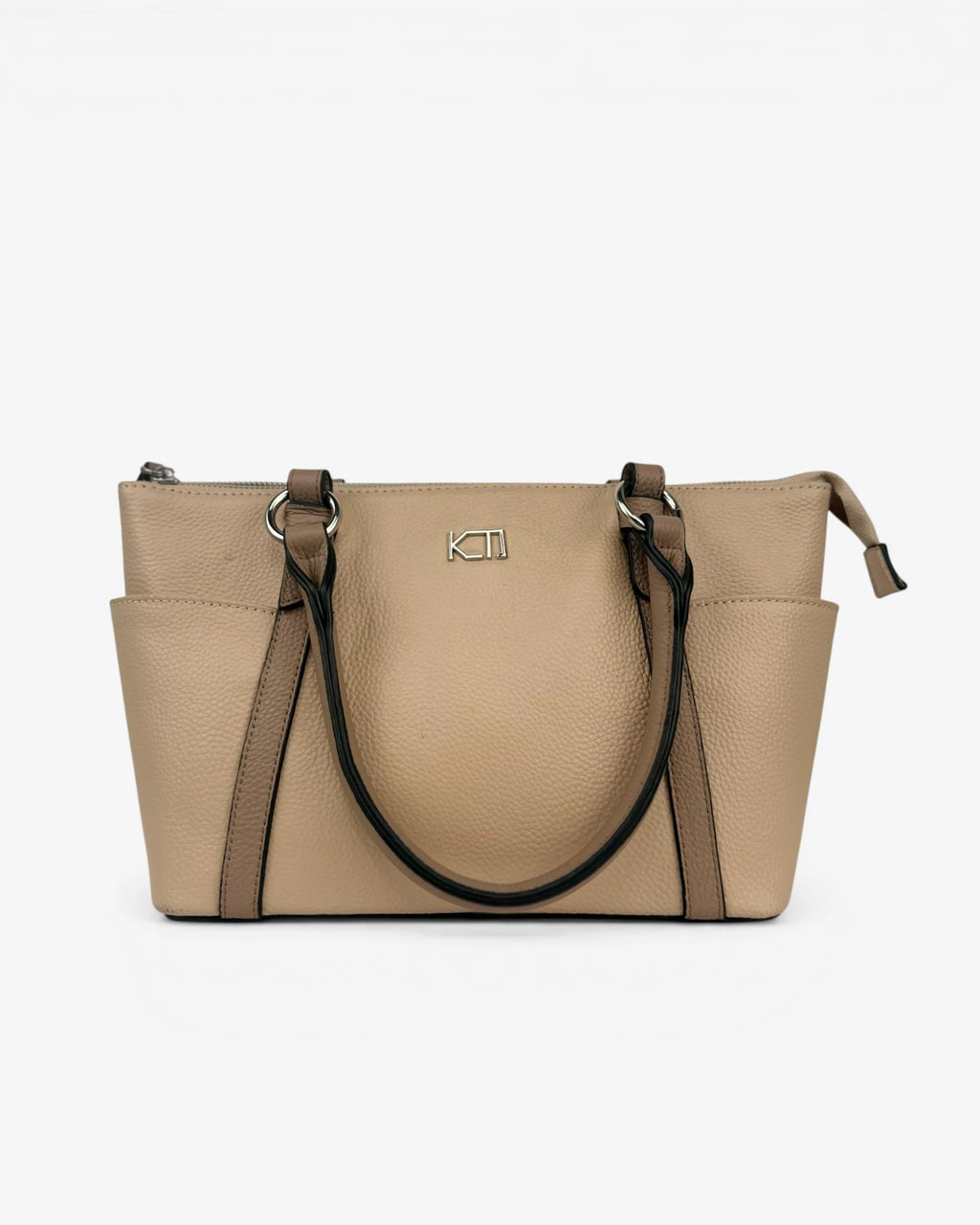 Bolso de piel beige