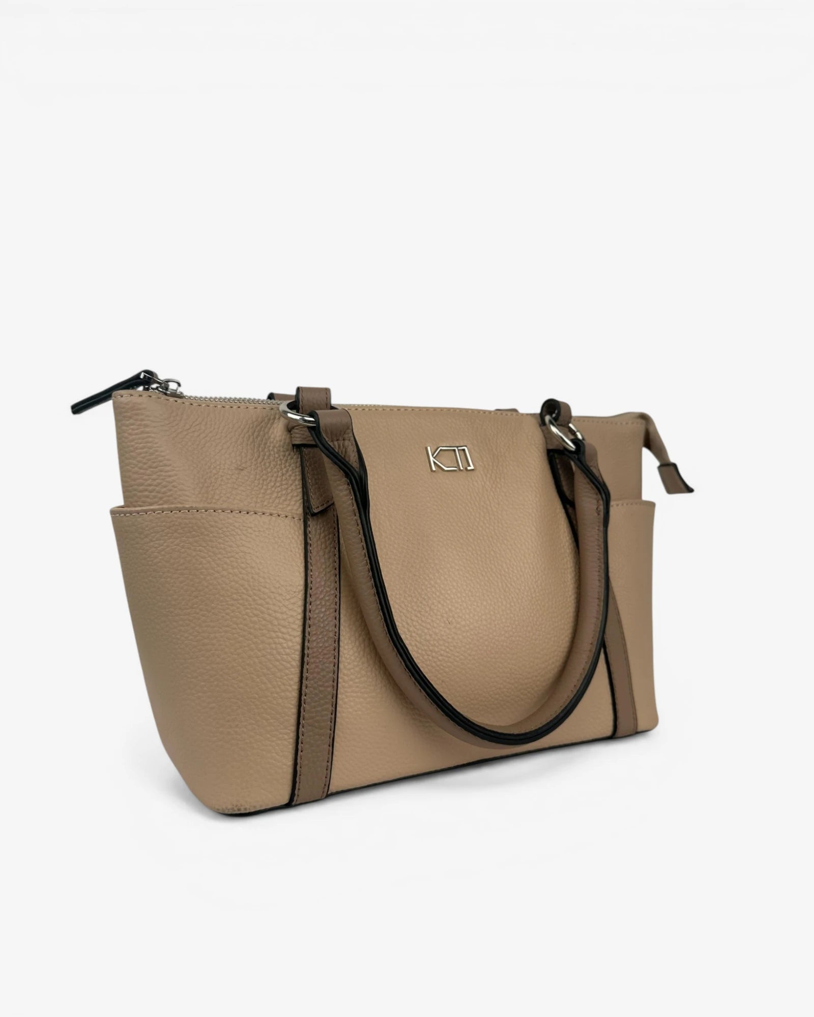 Bolso de piel beige