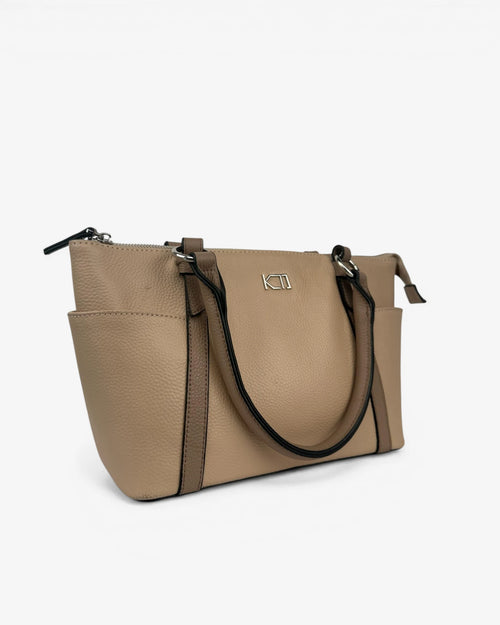 Bolso de piel beige