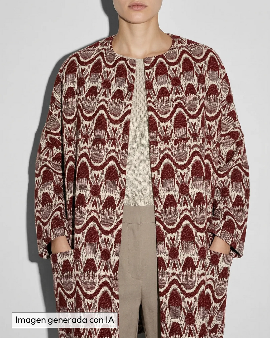 Chaqueta granate tejida