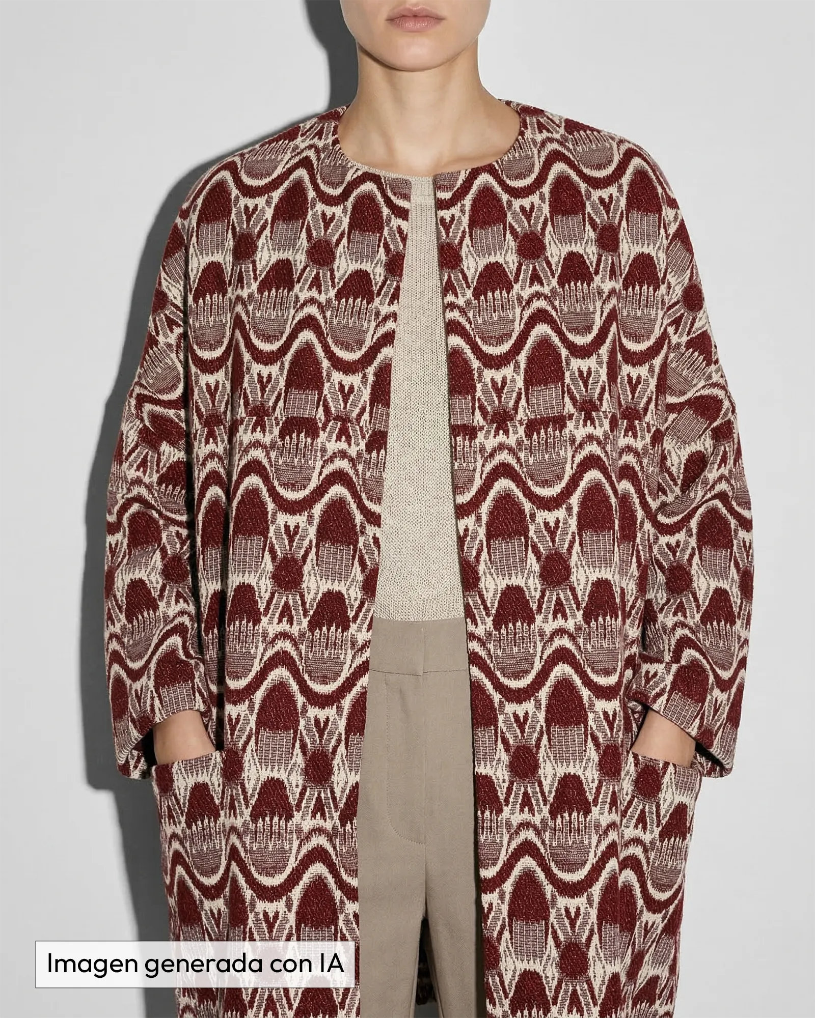 Chaqueta granate tejida