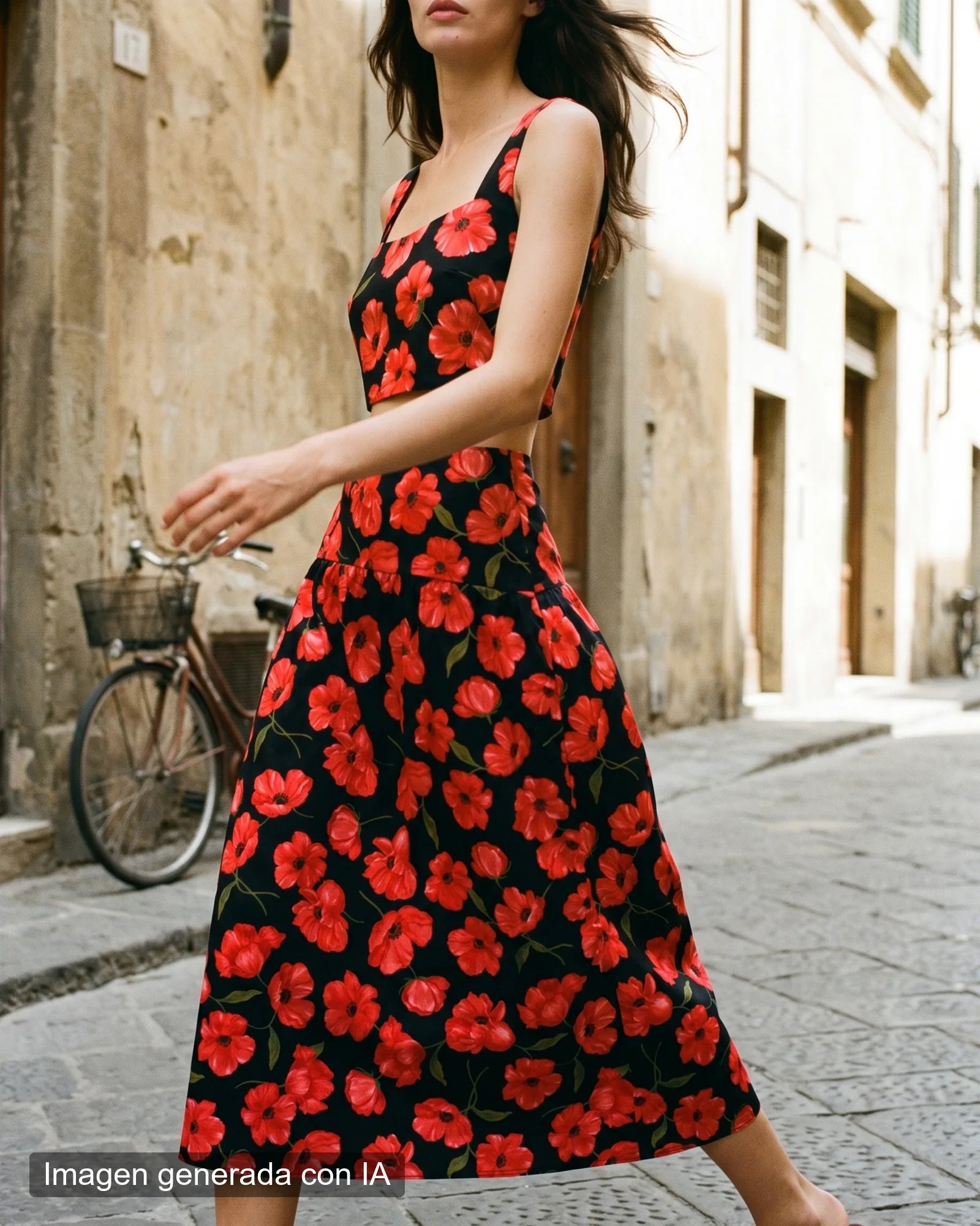 Falda midi floreada