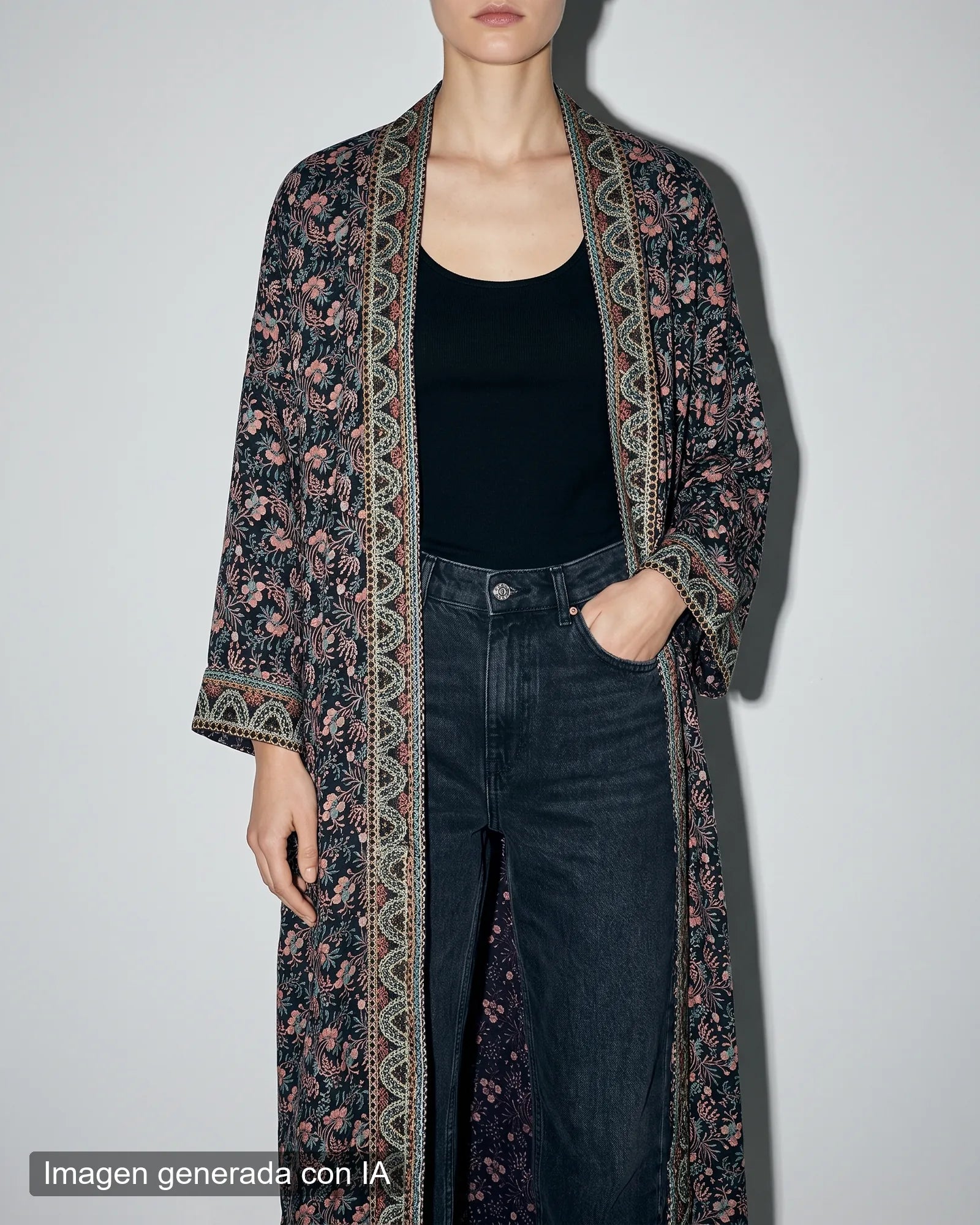 Kimono largo floreado