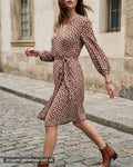 Vestido cruzado marrón florecitas