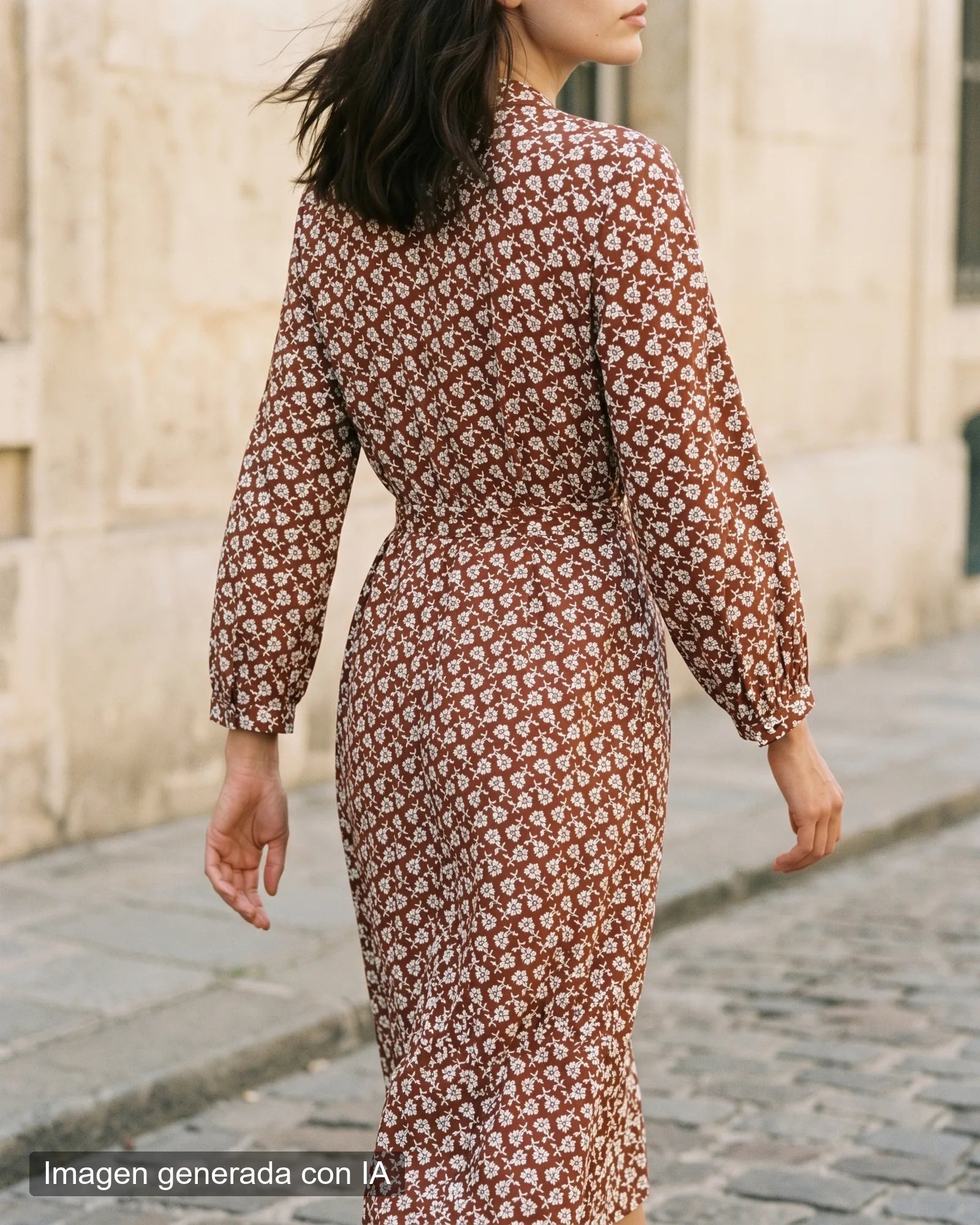 Vestido cruzado marrón florecitas