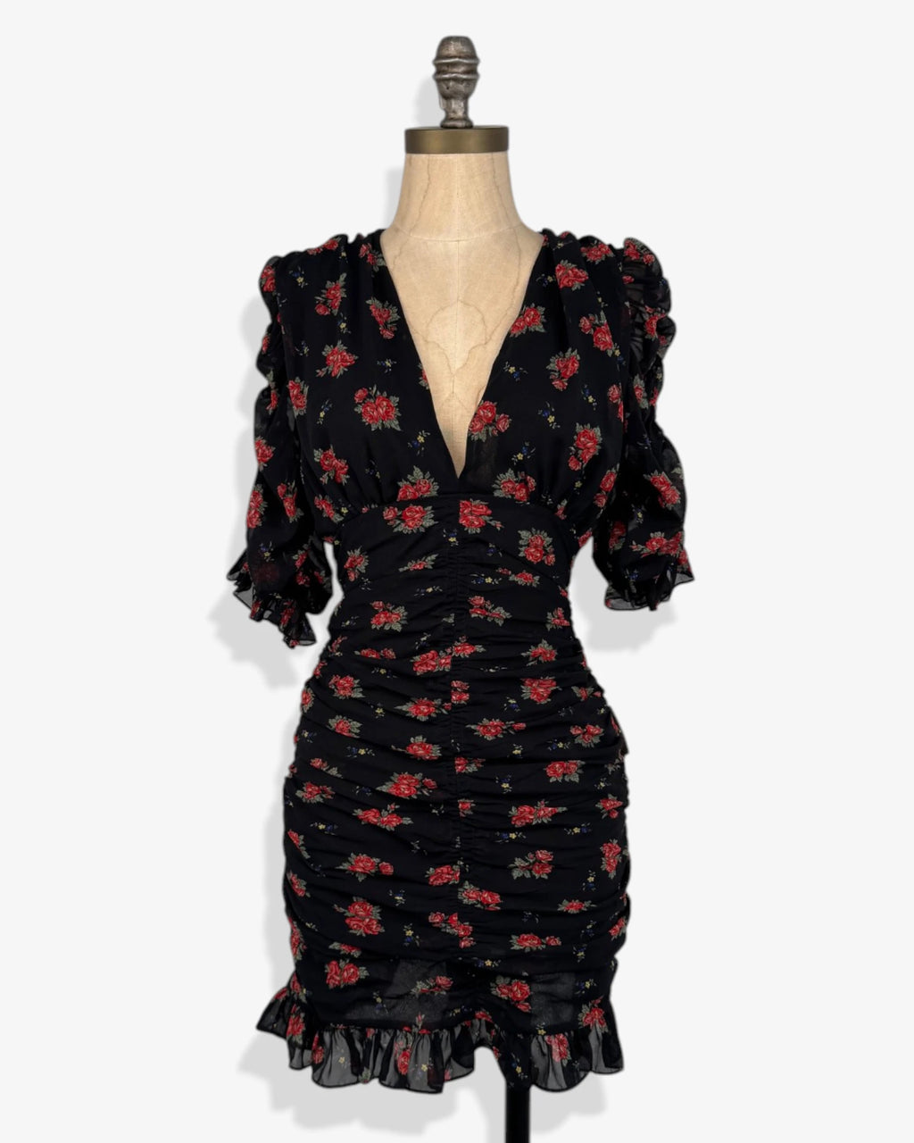 Vestido corto fruncido