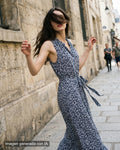 Vestido largo florecitas azules