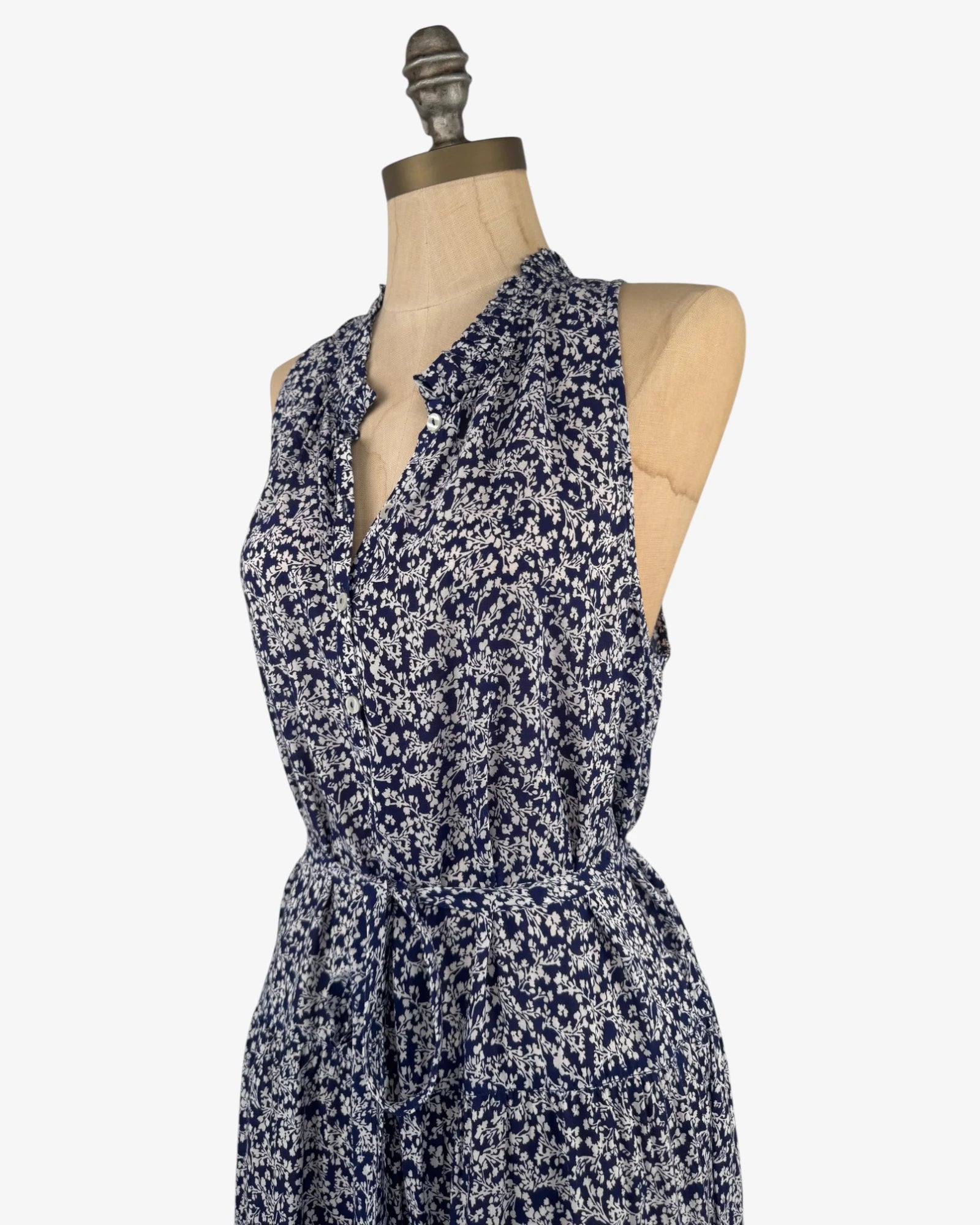 Vestido largo florecitas azules