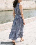 Vestido largo florecitas azules