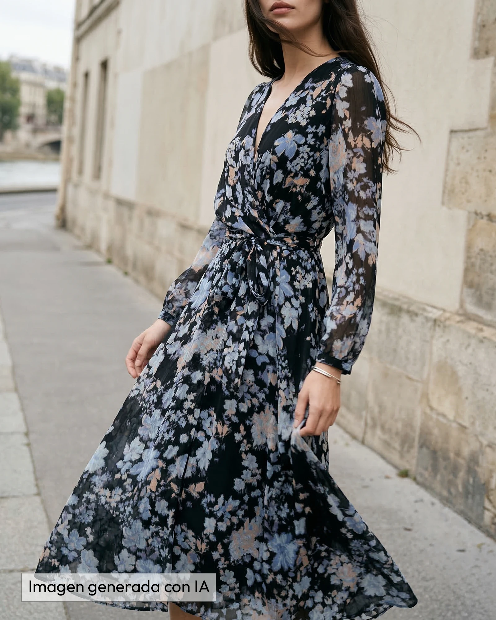 Vestido largo de gasa