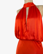 Vestido largo satinado naranja