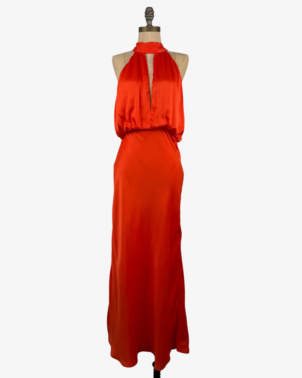 Vestido largo satinado naranja