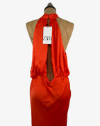Vestido largo satinado naranja