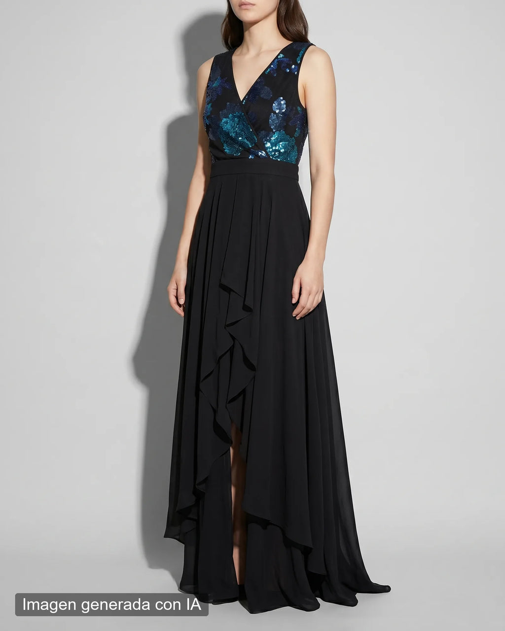 Vestido lentejuelas con faldón