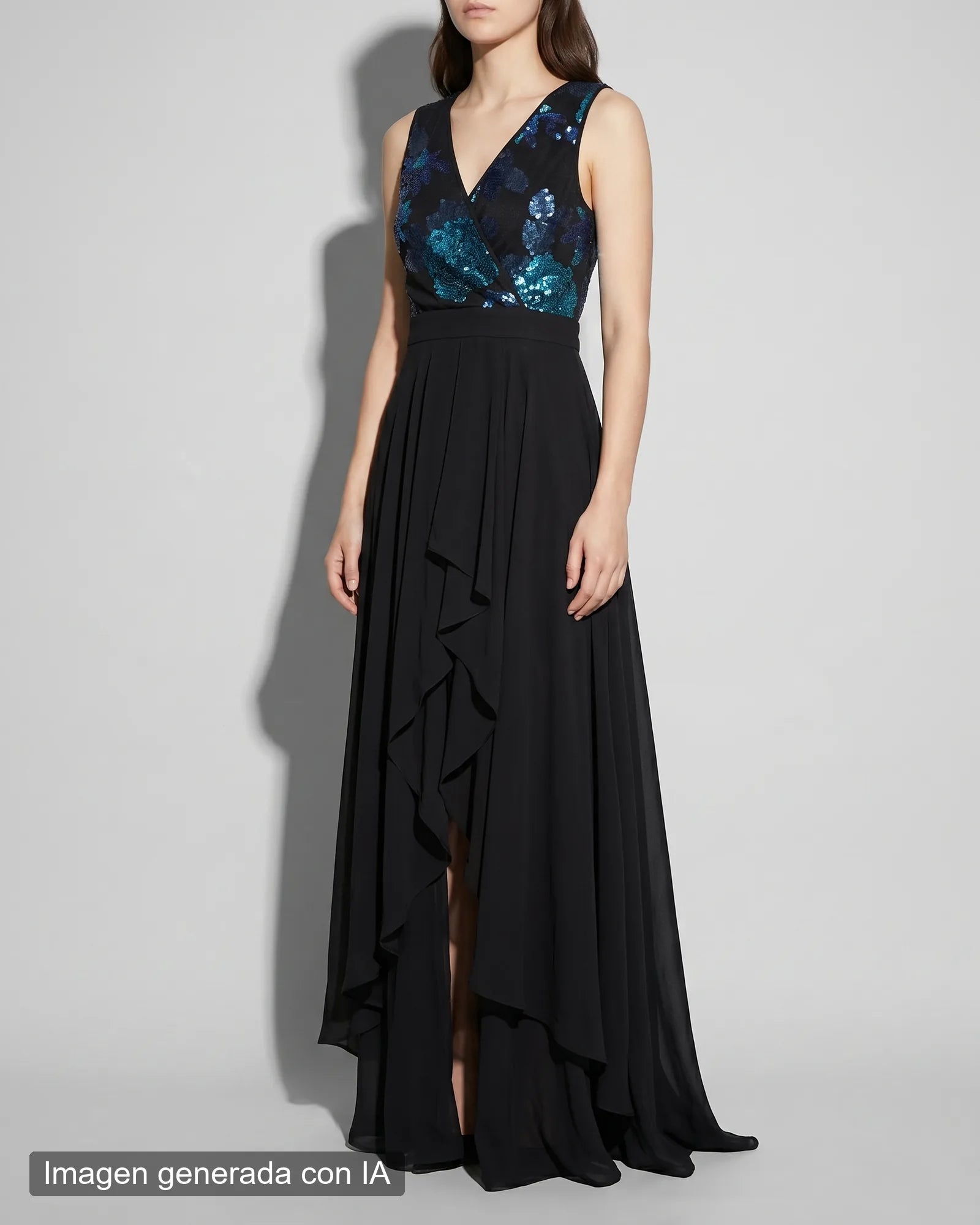 Vestido lentejuelas con faldón